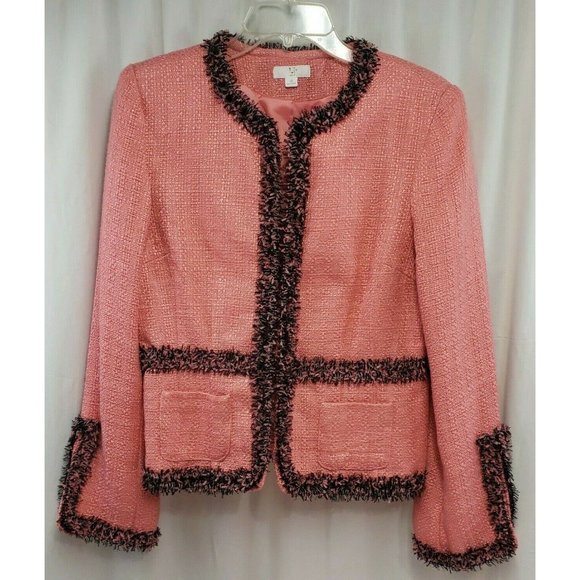 APT. 9 Skirt Suit 2-PC Pink Black Tweed Elegant Skirt Suit Lined Size 10 - Picture 3 of 12